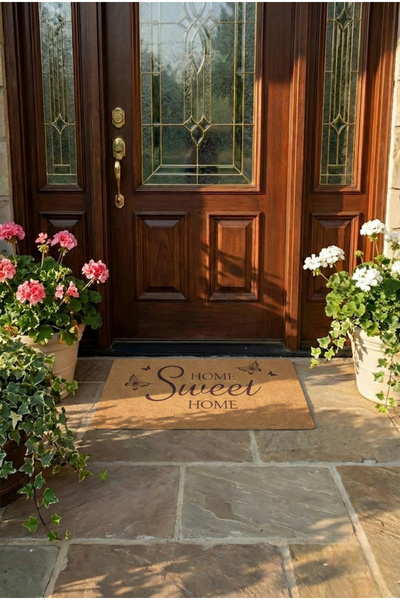 esnature Home Sweet Home Beautiful Home Home Sweet Home Brown Door Mat 45X70 cm