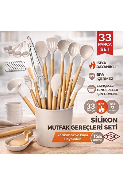 coofbe 33 Pieces Heat Resistant Fireproof Non-Stick Silicone Tip Wooden Ladle...