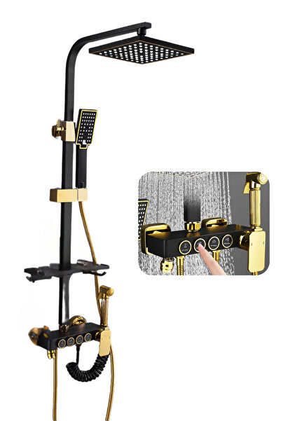 clickzu Премиум душ колона с 4 функции: душ тип дъжд и ръчен душ, смесител и ...