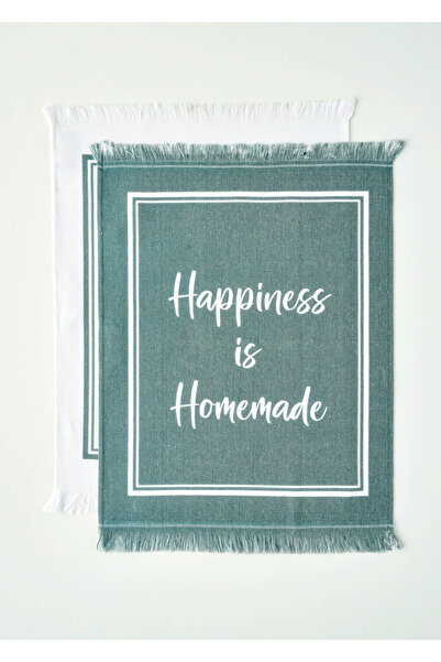 Bella Maison Set de 2 cârpe de uscare din bumbac Happiness, verde (40x50 cm)