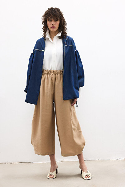 Touché Privé سترة كبيرة الحجم بتأثير الدنيم ومطرزة بالأحجار