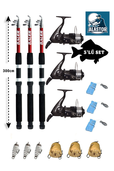 ALASTOR Sazan Hazır 3'lü Olta Takımı Hazır Göl Tatlı Su Olta Seti 3'erli Olta...