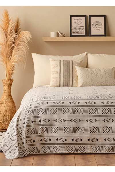 Bella Maison Anchal Pamuklu Tek Kişilik Baskılı Pike Antrasit (150x220 cm)