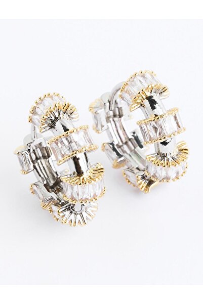 Jimmy Key Altın Rengi Parlak Taş Detaylı Mini Halka Küpe