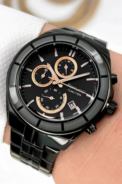 Ferrucci ساعة يد رجالية من Function باللون الأسود للموسم الجديد مع سوار هدية ...
