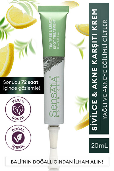 Sensatia Botanicals Yağlı Ciltler için Akne Karşıtı Doğal Krem 20ml - Çay Ağa...