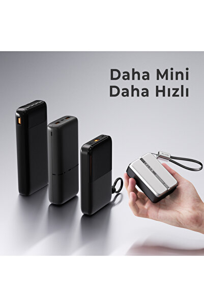 ZLOS MA20 65W 20000mAh Süper Hızlı Şarj ve Entegre Lanyard Kablo Özellikli Mini Powerbank