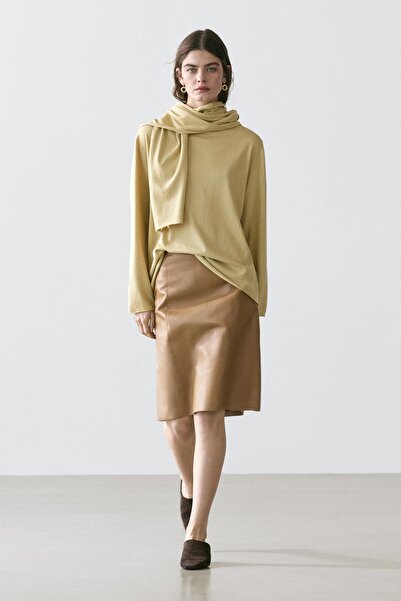 Massimo Dutti Napa deri mini etek