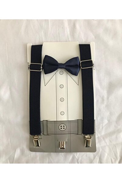 redbug kids Navy Blue Bow Tie Suspender Set Suitable for Ages 1-8