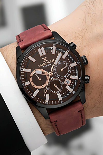 Daniel Klein Exclusive Kahverengi Deri Kordon Erkek Kol Saati 3 Atm+Bileklik ...