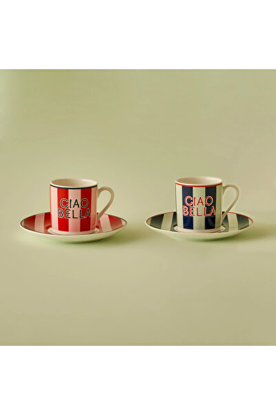 Bella Maison طقم من 2 فناجين قهوة أحمر-أزرق (90 سم مكعب)