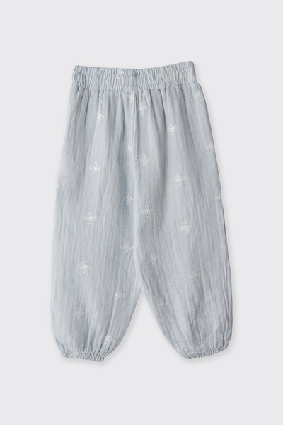 Panço Kız Bebek Baskılı Müslin Mavi Pantolon