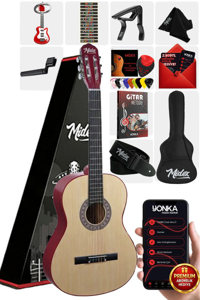Midex Cg-36nt kaliteli 36" 3/4 Juniur Çocuk Gitarı 8-12 Yaş Arası Çanta Askı ...