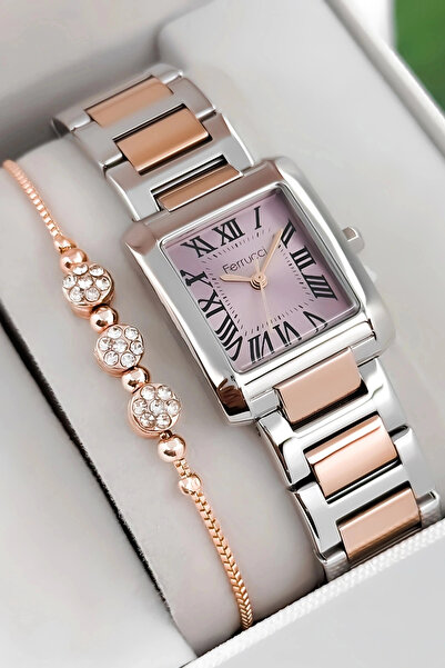 Ferrucci Steel Cord & Case Women Wrist Watch, 3Atm Water Resistant Silver-Ros...