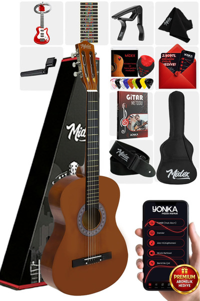 Midex CG-36BRW Kaliteli 36" 3/4 Juniur Çocuk Gitarı 8-12 Yaş Arası Çanta Askı...