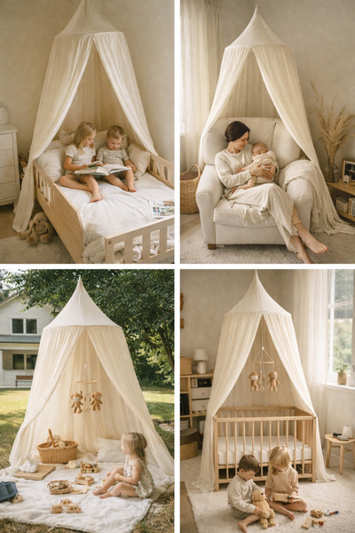 perde plus Doğal Keten Cibinlik Gölgelik