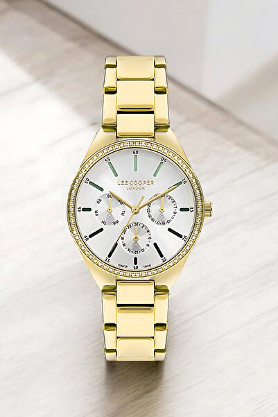 Lee Cooper Fosforlu Gold Renk Çelik Kordon&kasa Kadın Kol Saati Bileklik Hedi...