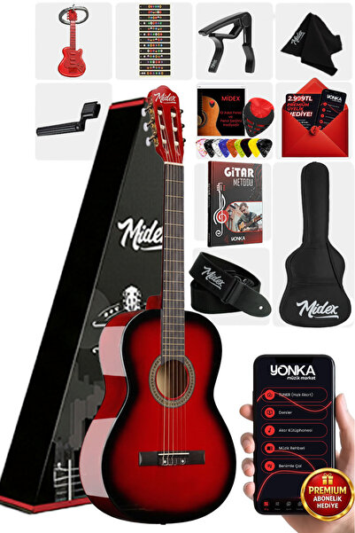 Midex Cg-36rd kaliteli 36" 3/4 Juniur Çocuk Gitarı 8-12 Yaş Arası Çanta Askı ...