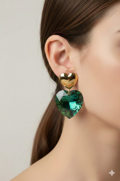 PETEK AKSESUAR Iridescent LARGE HEART EARRINGS