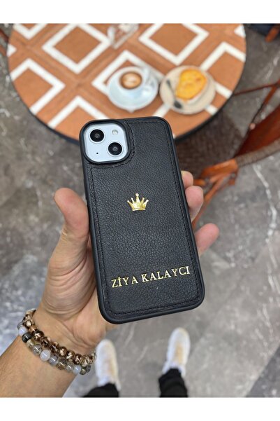 VİSSO İphone 13 ( Düz 13 ) Uyumlu Hakiki Deri Kişiye Özel Isim Baskılı Unisex...