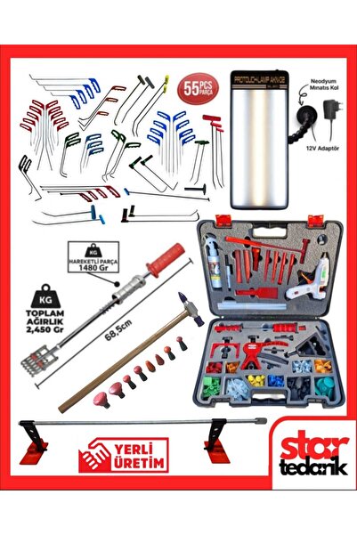 STAR PDR Boyasız Göçük Düzeltme Kaporta Çektirme Seti 200 Parça Profesyonel Set