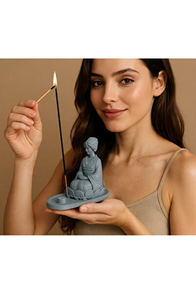 3D Meditasyon Yapan Kadın Figürlü Dekoratif Tütsülük