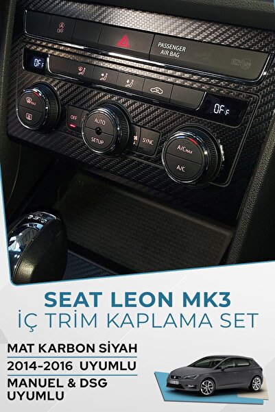 GRAFİCAR Seat Leon Mk3-3.5 Iç Trim Kaplama Sticker Seti Mat Karbon Siyah / 20...