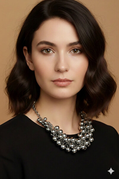 PETEK AKSESUAR SALKIM MULTIPLE BALL METALLIZED BEAD NECKLACE