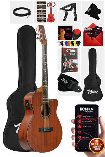 Midex PHX PRO Yüksek Kaliteli Masif Elektro Akustik Gitar Seti