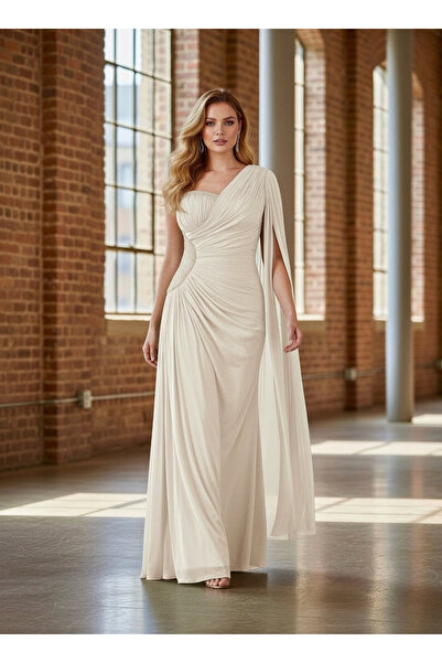 MAXXE 6154SIF TEK KOLLU ŞİFON ELBİSE