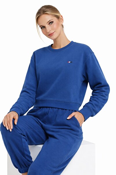 U.S. Polo Assn. KADIN PETROL MAVİSİ BİSİKLET YAKA SWEATSHİRT