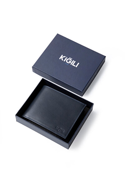 Kiğılı Düz Kartlık Bölmeli Hediye Kutulu Hakiki Deri Cüzdan