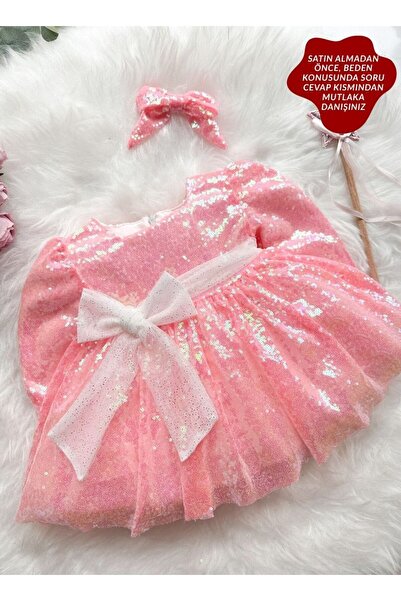 aysskids Lottus Sequin Sequin Eid Special Occasion Birthday Girl's Party Dress