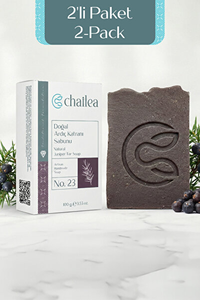 Chailea Doğal Ardıç Katranı Sabunu 2'li Set — Soğuk Yöntem, El Yapımı, 100 g x2