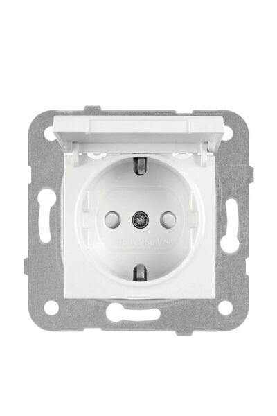 VİKO KARRE / MERIDIAN BEYAZ KAPAKLI TOPRAKLI PRİZ ÇOCUK KORUMALI