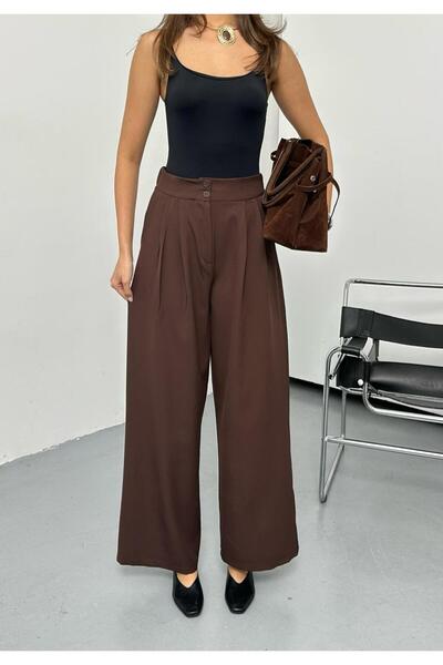 QUASAR Fashion New Season Woven Fabric Double Buttoned Extra Wide Leg Palazzo...