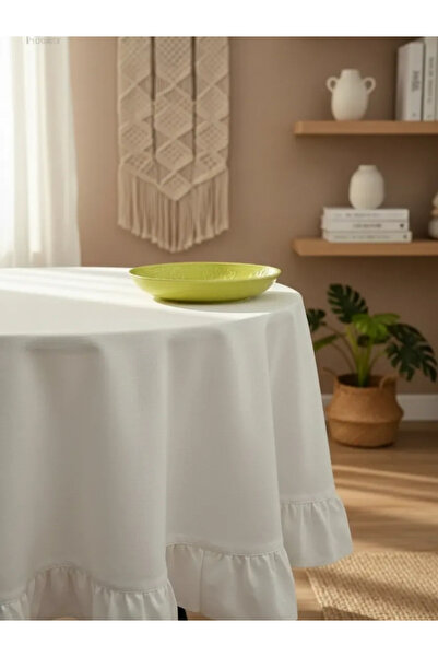 NDC HOME Linen Cream Raw Round Tablecloth - Refriged