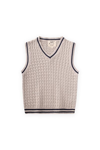 Cigit Saş Knitted Sweater 3-9 Years Old Stone