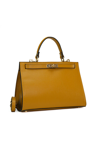 Posete Fagaras Poseta Piele Theodora - Mustar, Geanta Casual din Piele Natura...