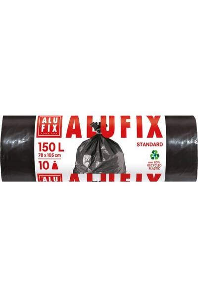 alufix Pungi de curățare 150 L 78 x 105 cm A3 LDPE negru 10 buc/rolă
