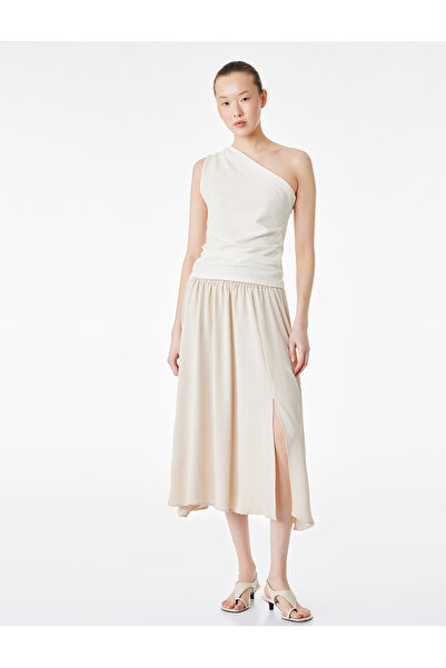 Koton Fusta midi tip clopot, confortabilă, din țesătură Aerobin, cu talie ela...