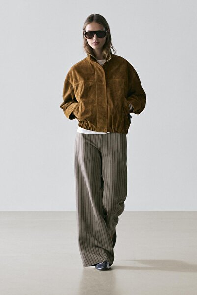 Massimo Dutti Çizgili detaylı geniş paça pantolon