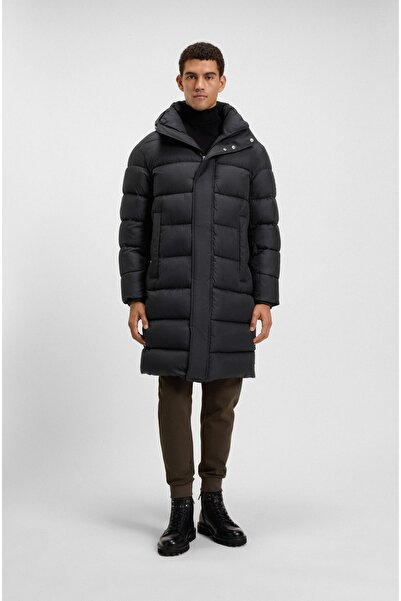 BOSS Kapüşonlu, uzun kesim suya dayanıklı dolgulu ceket