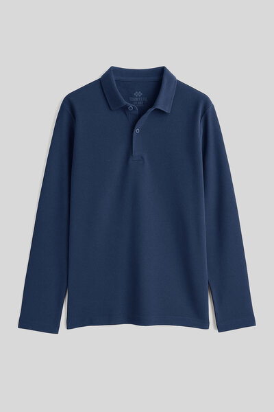 TOMMY LIFE Ανδρικό μπλουζάκι με μακρυμάνικο γιακά Indigo Polo - 11170