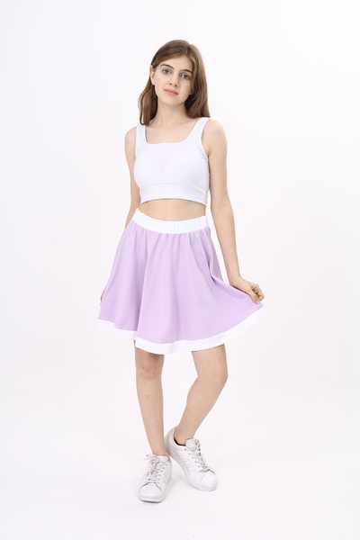 Toontoy Girl's Basic A-Line Skirt with Elastic Waist - Garni Detail