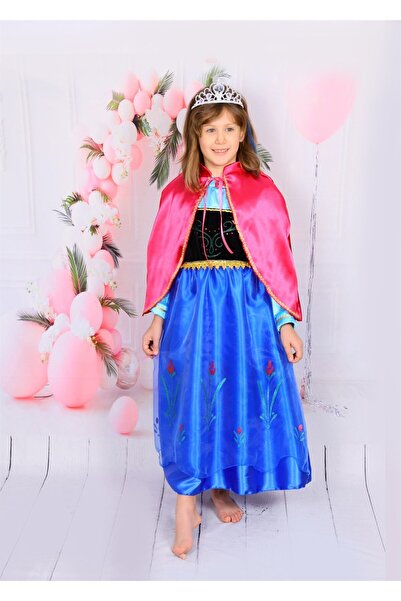 BUTİKHAPPYKİDS Kız Çocuk Prenses Anna Kostümü Pelerinli Model Taç Hediyeli 3-...