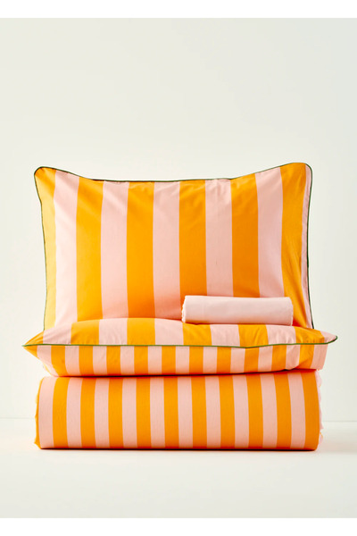 Bella Maison 100% Cotton Line Double Duvet Cover Set Orange (200X220 cm)