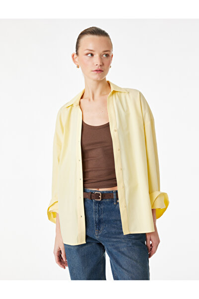 Koton Cămașă supradimensionată din poplin de bumbac cu mânecă lungă