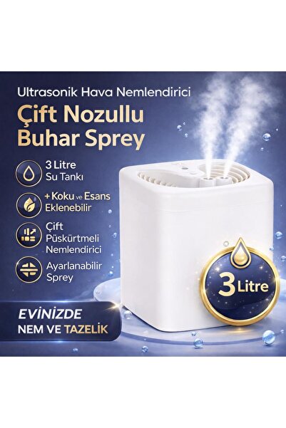 coofbe Büyük Kapasiteli Çift Nozzle 3 Litre Buhar Makinası Hava Nemlendirici ...