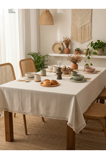 NDC HOME Lan Tkano pakovanje Prugasto krema Stolnjak - PASALI